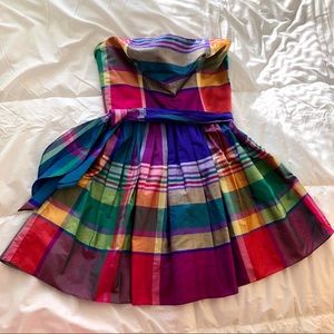 Ralph Lauren strapless silk plaid dress